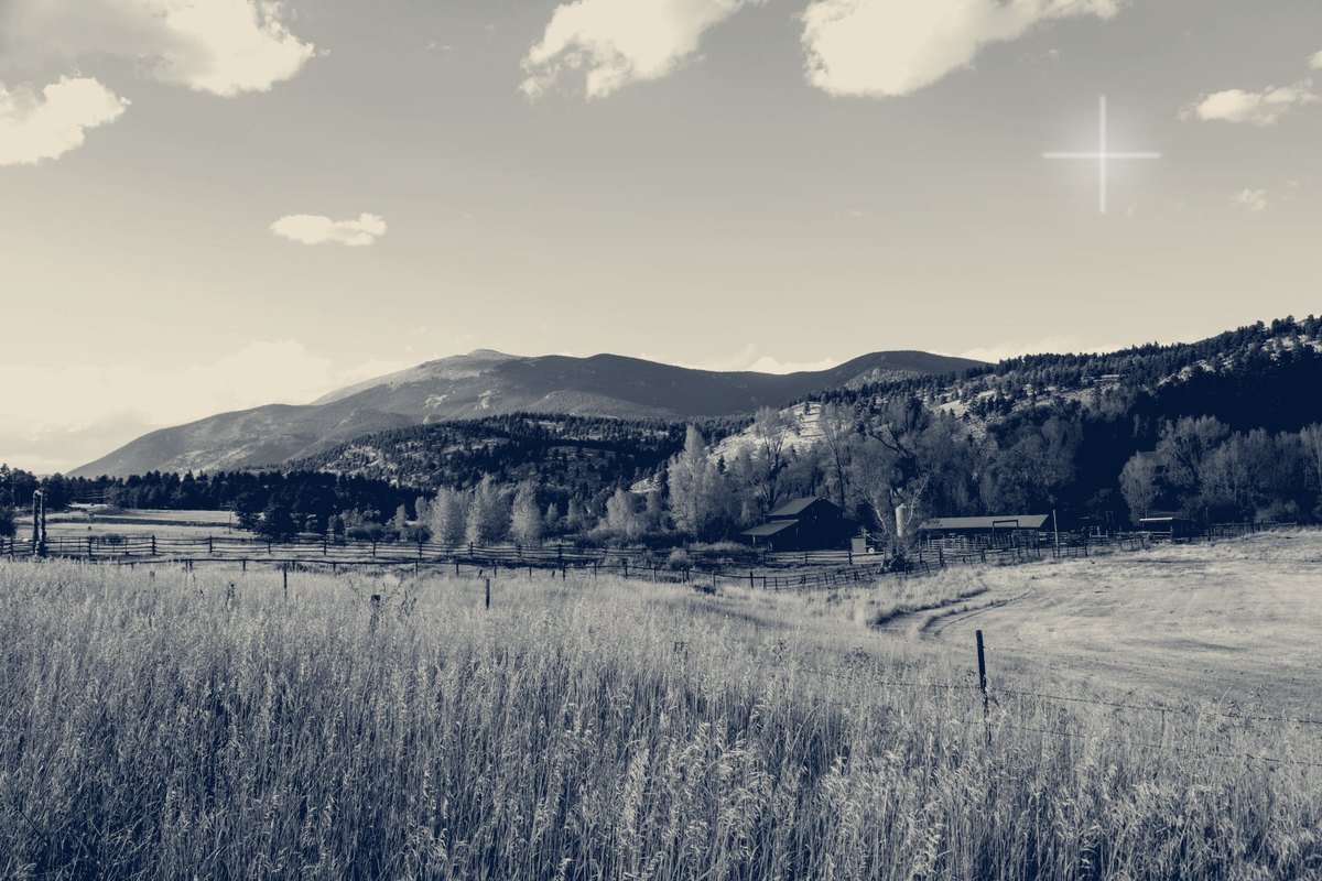 Ranch pasture and barn below the mountains near Shawnee in Park County, Colorado